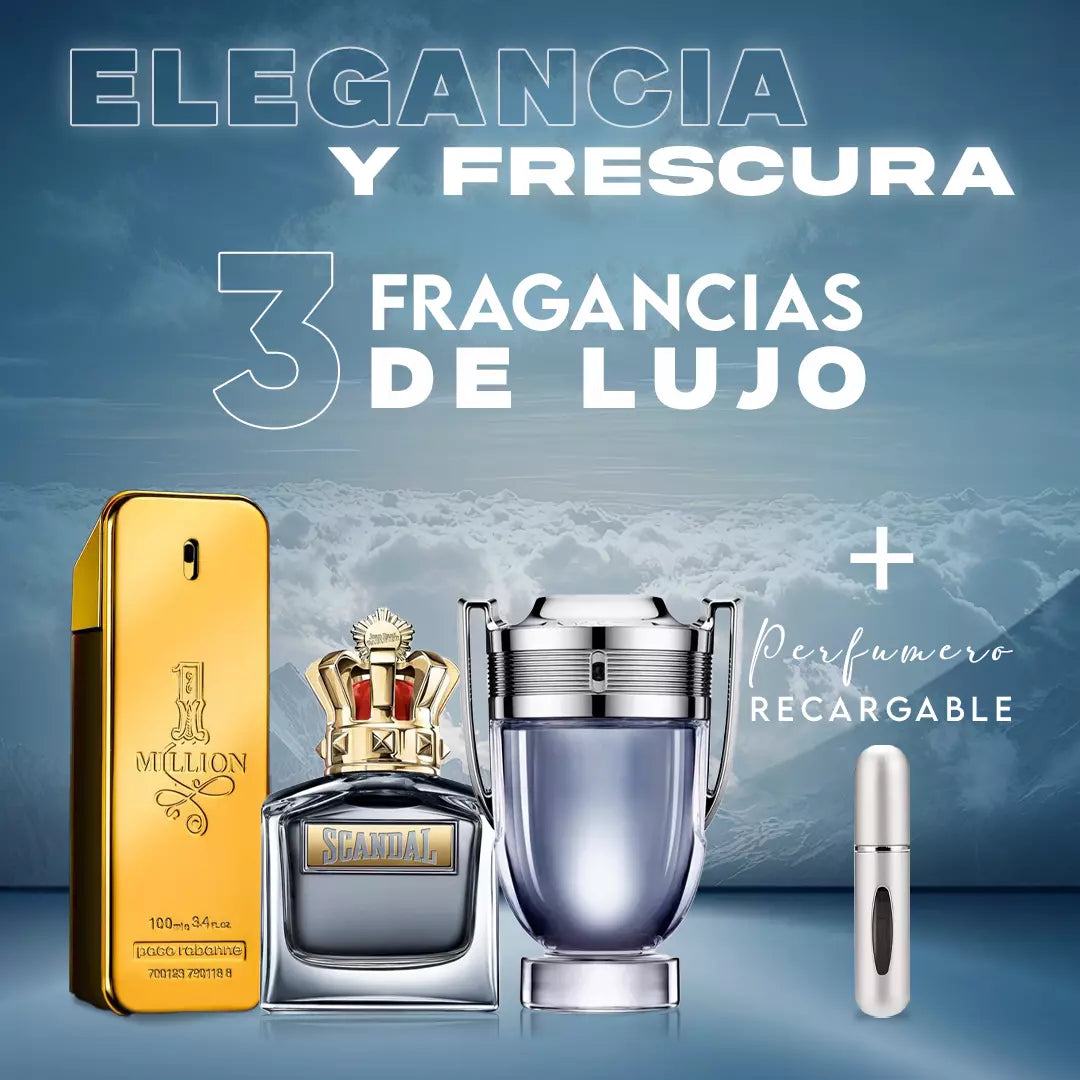 Combo Ultimate Impact – One Million, Scandal, Invictus + Perfumero Recargable